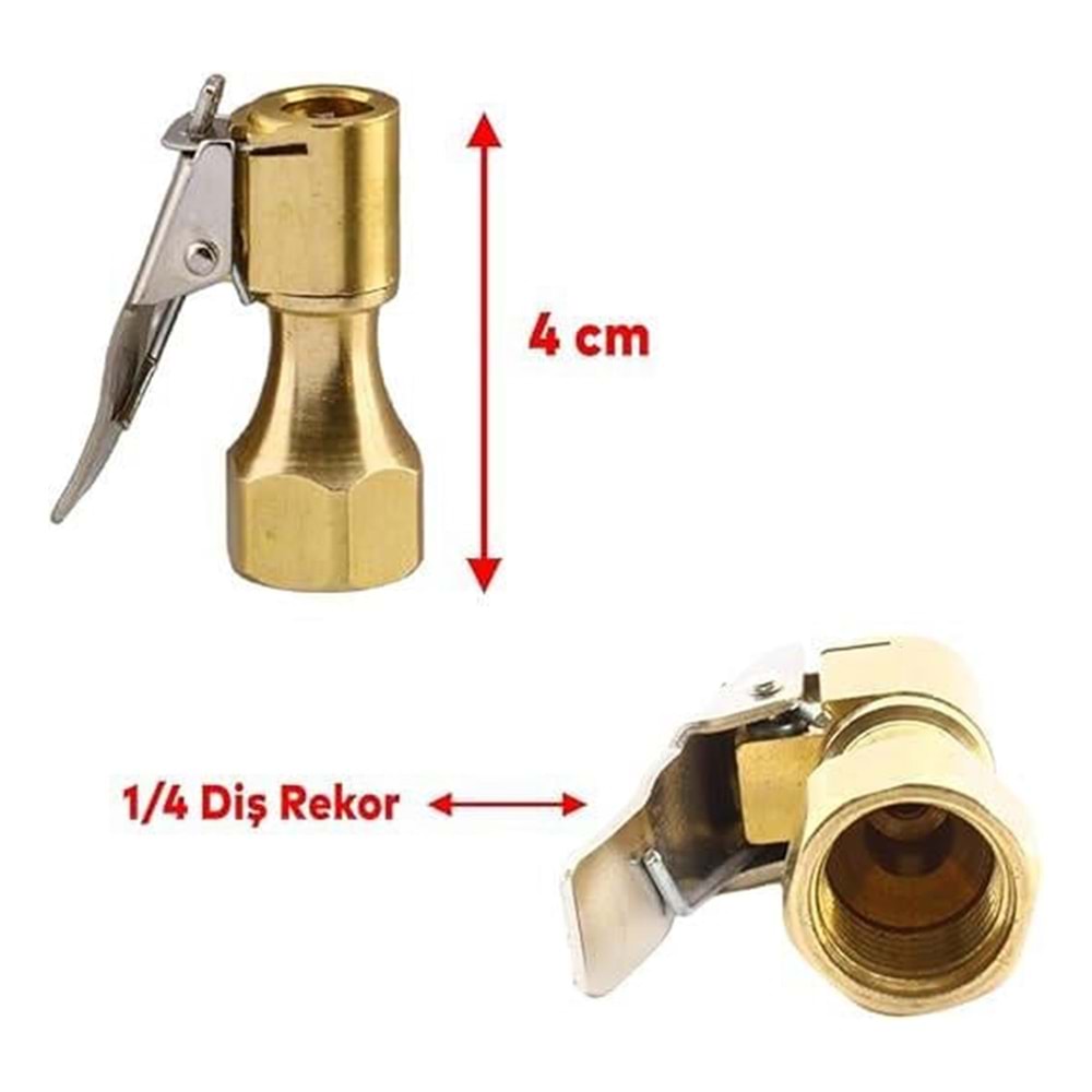 Dişi Girişli Lastik Hava Şişirme Mandalı (Hava Tutucusuz)